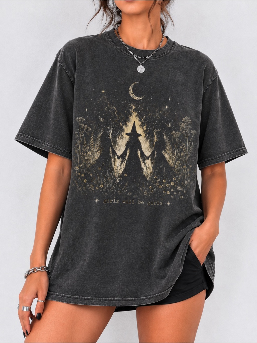 Vintage Girls Will Be Girls Witch Comfort Colors Unisex T-shirt Halloween Witch